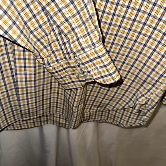 Tommy Hilfiger Long Sleeve Button down Mens size Medium Yellow Blue Checkered - Picture 4 of 8
